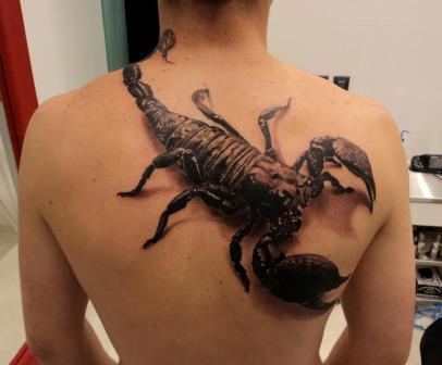 black-ink-3d-scorpio-tattoo-on-back