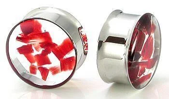 Плаг с закапсулированным красным стеклом / Double flare ear plug with encapsulated red glass