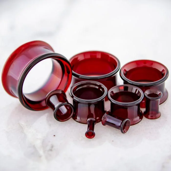 Тоннель из красного боросиликатного стекла, Double flare red borsilicate glass tunnel