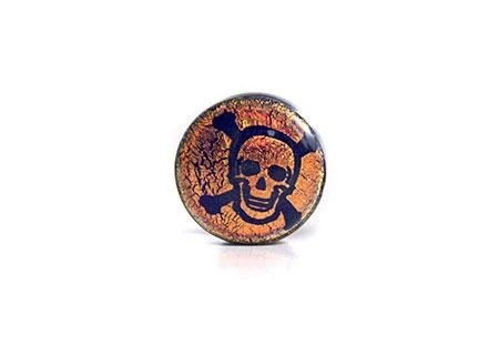 Золотой плаг из пирекса с черепом и костями, Pyrex gold plug skull bones