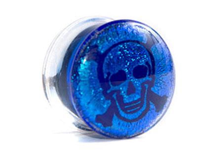 Голубой плаг из пирекса с черепом и костями копия