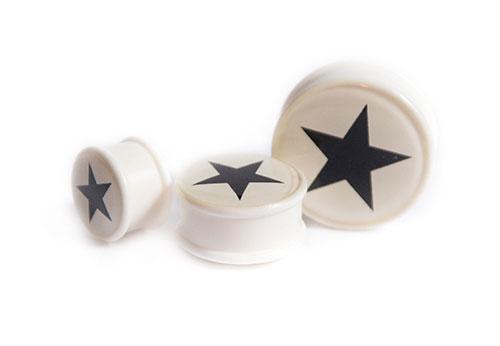 Белый акриловый плаг со звездой